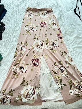 Windsor Rose-Pink Floral Maxi Skirt